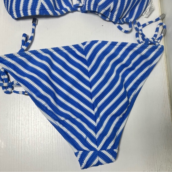 Polo Ralph Lauren Blue White Chevron Bikini Set Top L Bottom M - Picture 5 of 9